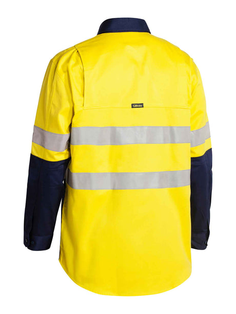 Mens Long Sleeve Taped Hi Vis Industrial Cool Vented Shirt