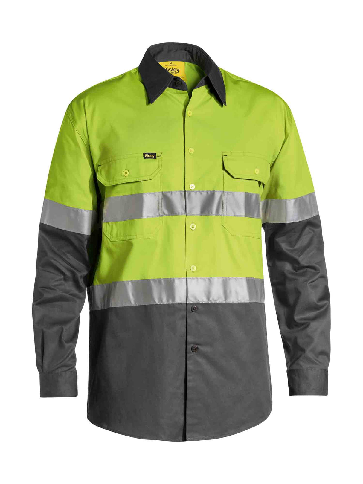 Mens Long Sleeve Taped Hi Vis Cool Lightweight Drill Shirt