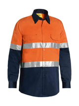 Mens Long Sleeve Taped Hi Vis Cool Lightweight Drill Shirt