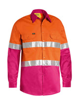 Mens Long Sleeve Taped Hi Vis Cool Lightweight Drill Shirt