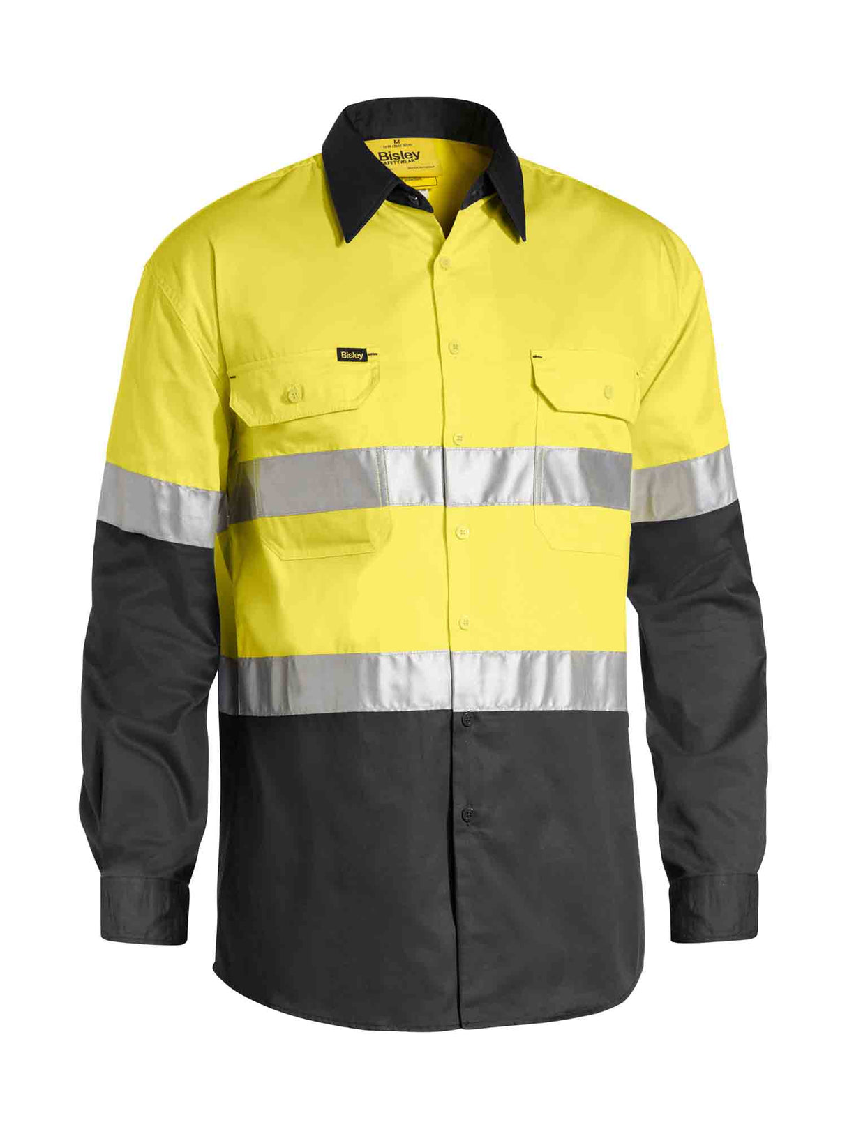 Mens Long Sleeve Taped Hi Vis Cool Lightweight Drill Shirt