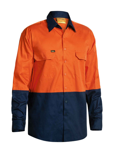 Mens Long Sleeve Hi Vis Cool Lightweight Drill Contrast Shirt