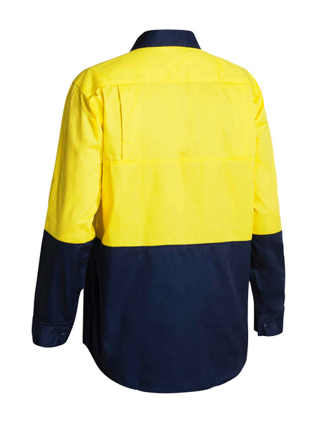 Mens Long Sleeve Hi Vis Cool Lightweight Drill Contrast Shirt