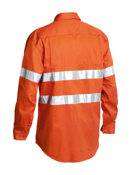 Mens Long Sleeve Taped Hi Vis Cool Lightweight Drill Shirt