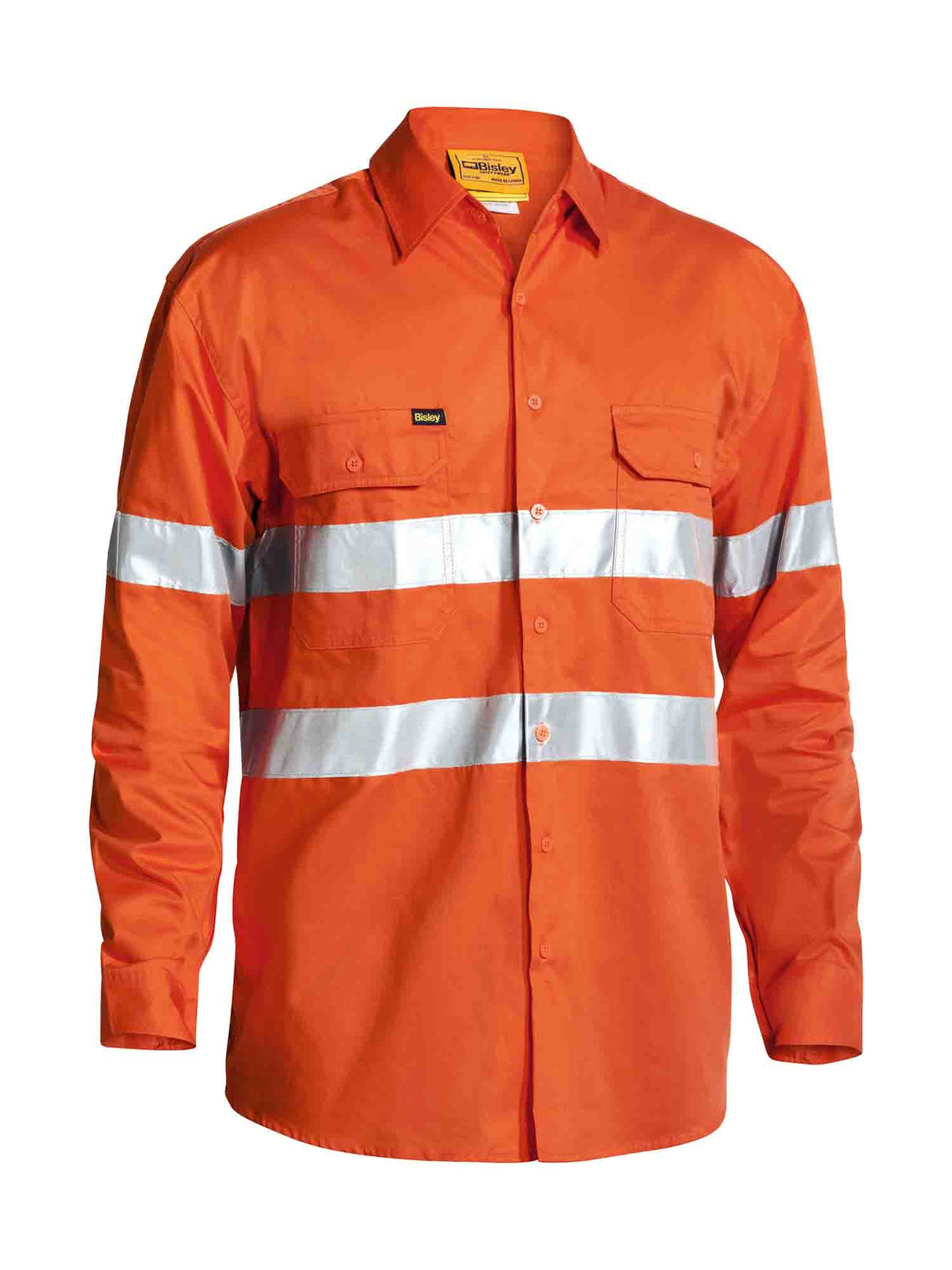 Mens Long Sleeve Taped Hi Vis Cool Lightweight Drill Shirt