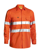 Mens Long Sleeve Taped Hi Vis Cool Lightweight Drill Shirt