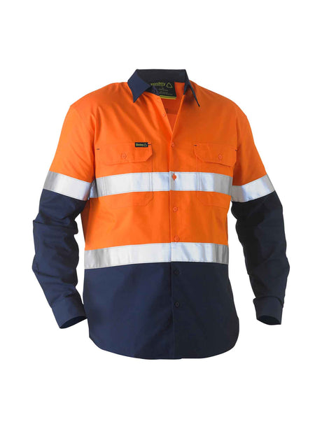 Mens Long Sleeve Recycle Taped Two Tone Hi Vis Drill Shirt