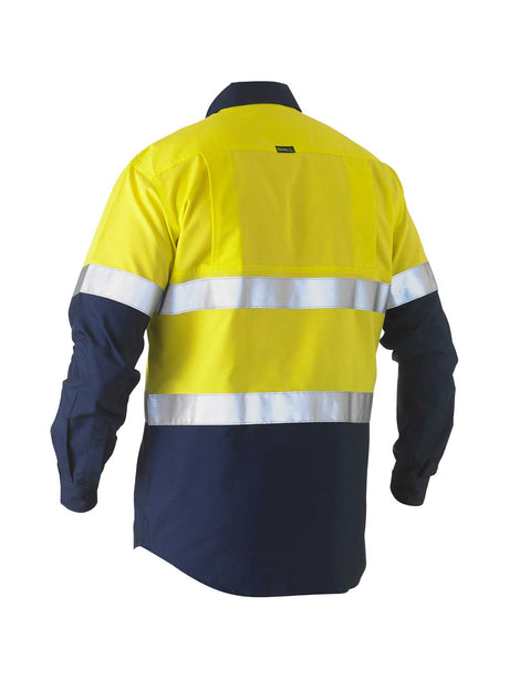 Mens Long Sleeve Recycle Taped Two Tone Hi Vis Drill Shirt