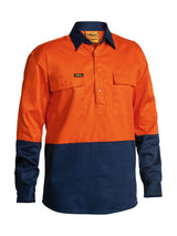 Mens Long Sleeve Hi Vis Closed Front Drill Contrast Shirt