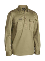 Mens Long Sleeve Closed Front Cotton Drill Shirt