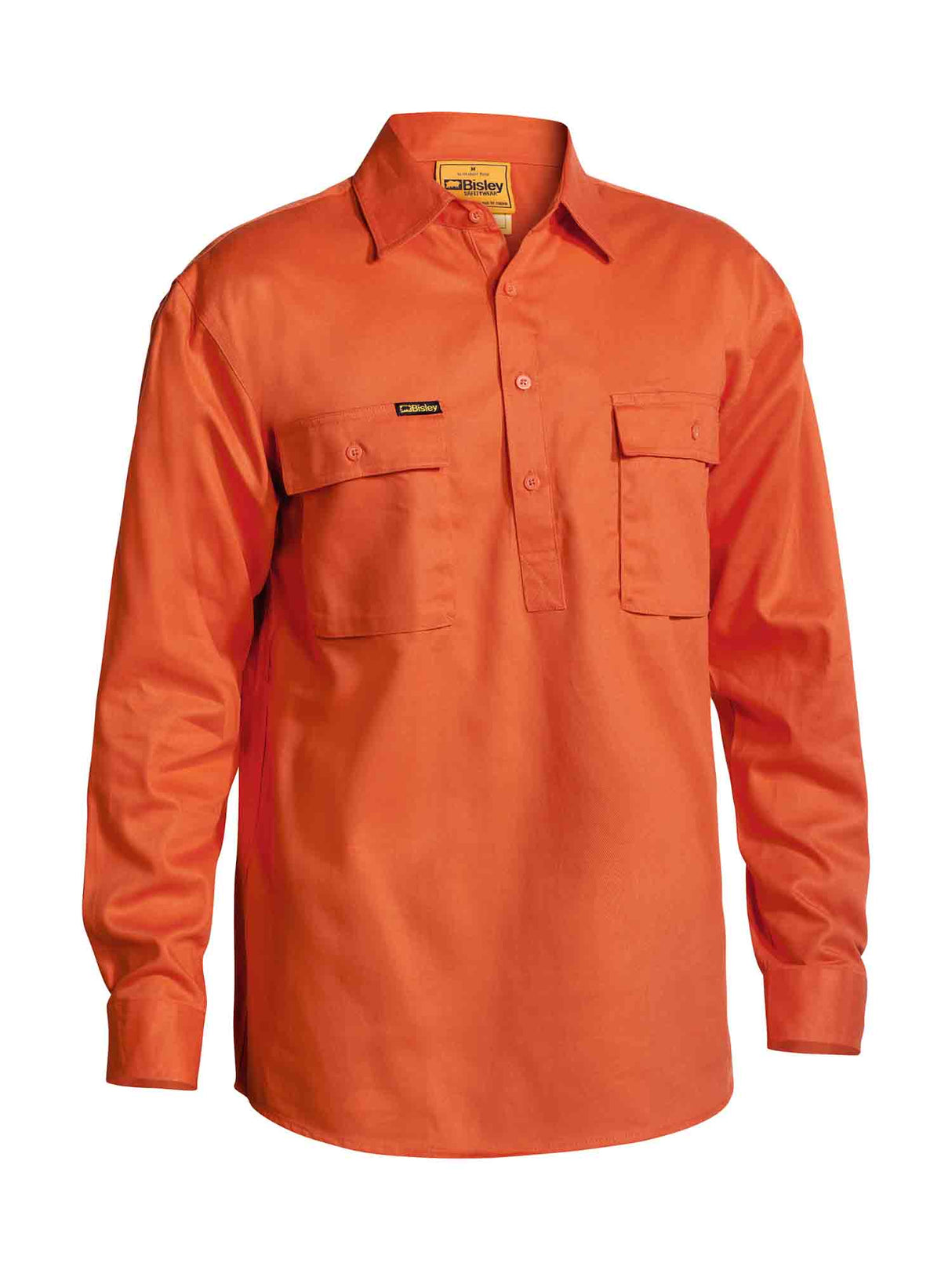 Mens Long Sleeve Closed Front Cotton Drill Shirt