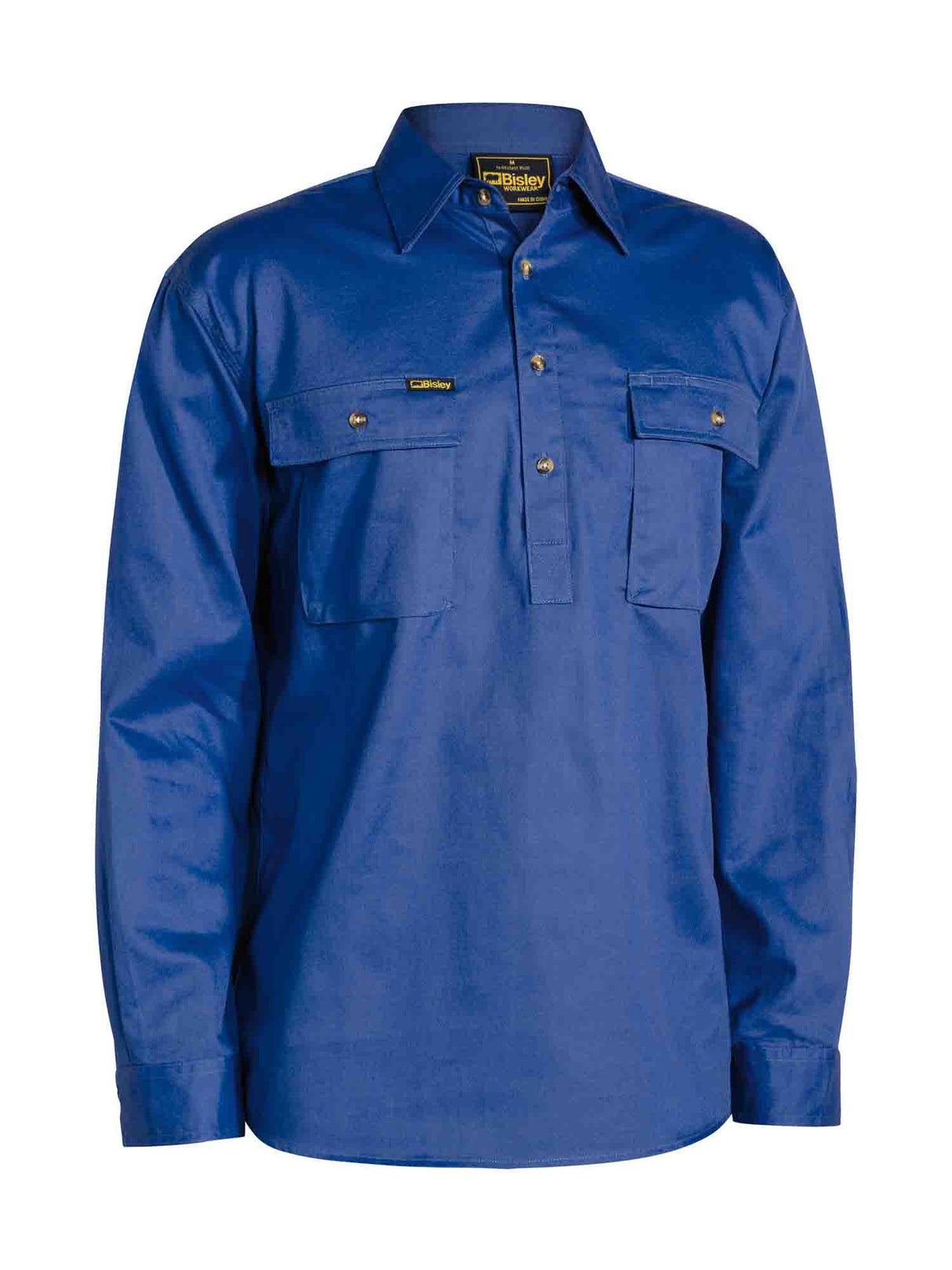 Mens Long Sleeve Closed Front Cotton Drill Shirt