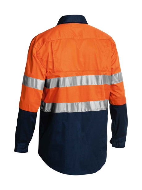 Mens Long Sleeve Taped Hi Vis Closed Front Cool Lightweight Contrast Shirt