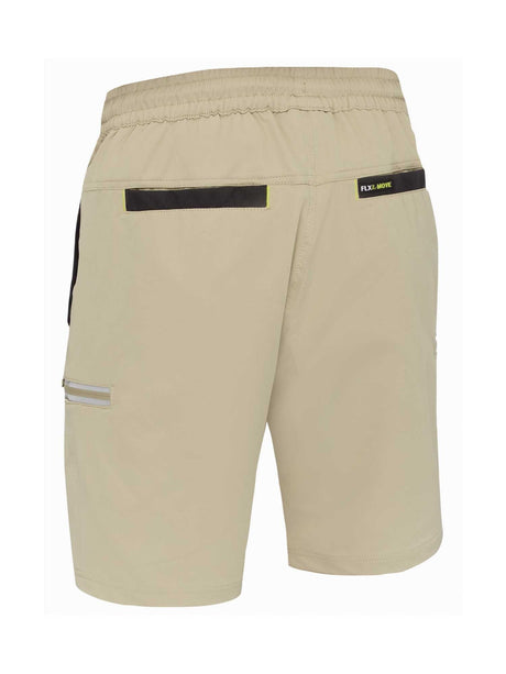 Mens Flx & Move 4 Way Stretch Elastic Waist Cargo Shorts