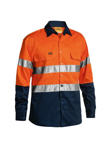 Mens Long Sleeve Taped Hi Vis Drill Contrast Shirt