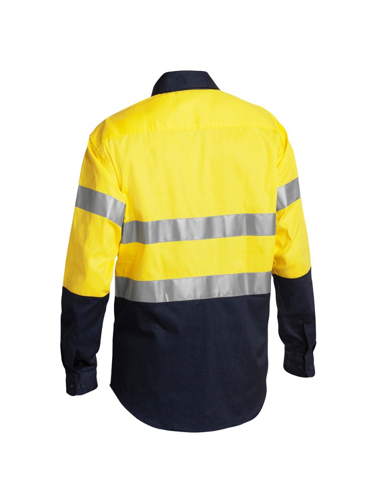 Mens Long Sleeve Taped Hi Vis Drill Contrast Shirt