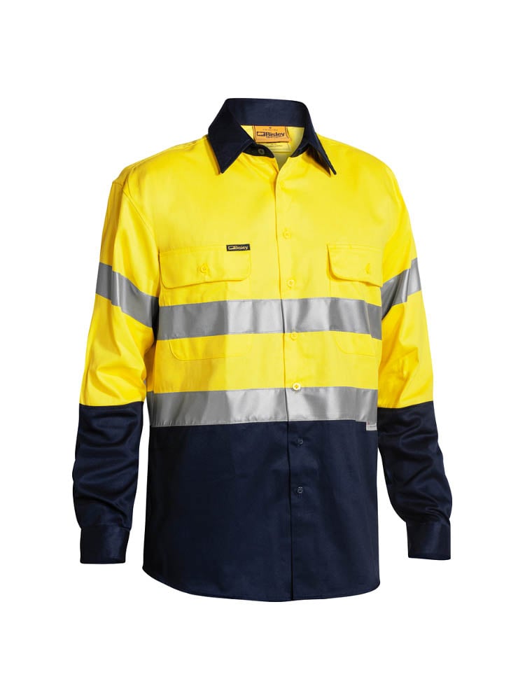 Mens Long Sleeve Taped Hi Vis Drill Contrast Shirt