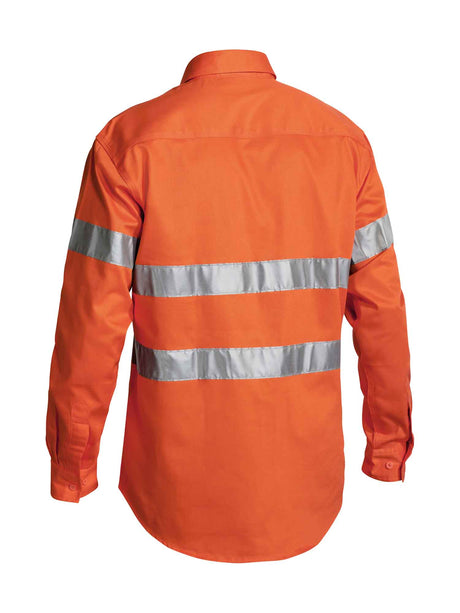 Mens Long Sleeve Taped Hi Vis Closed Front Drill Shirt