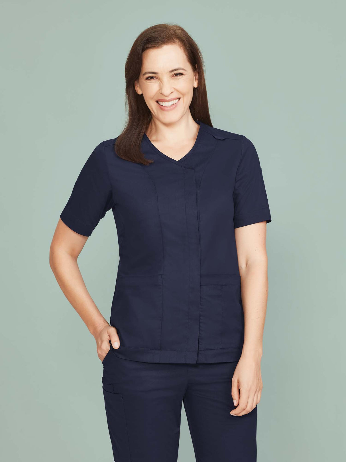 Parks Womens Zip Front Crossover Scrub Top