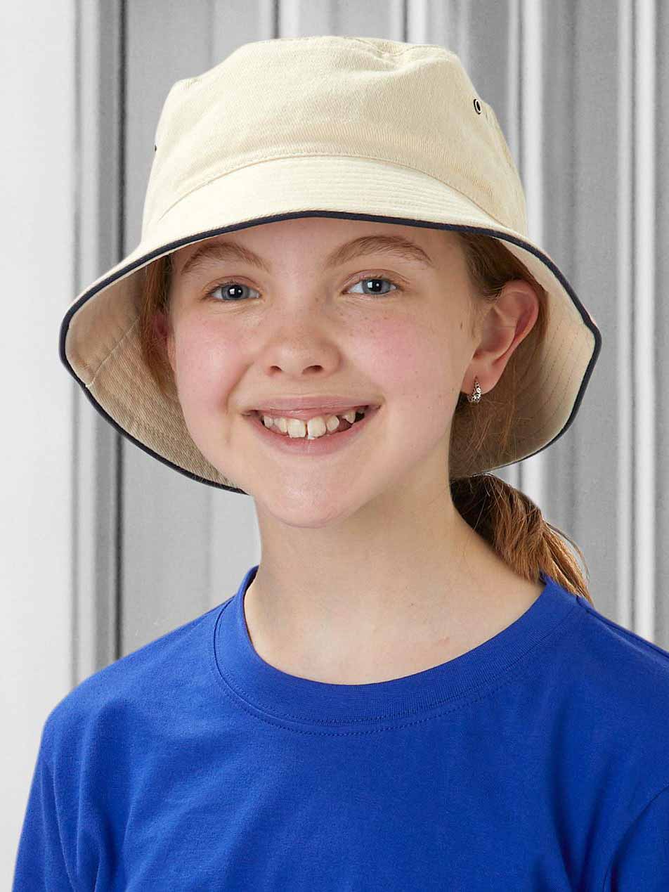 Soft Washed Heavy Brushed Cotton Bucket Hat with Sandwich Peak