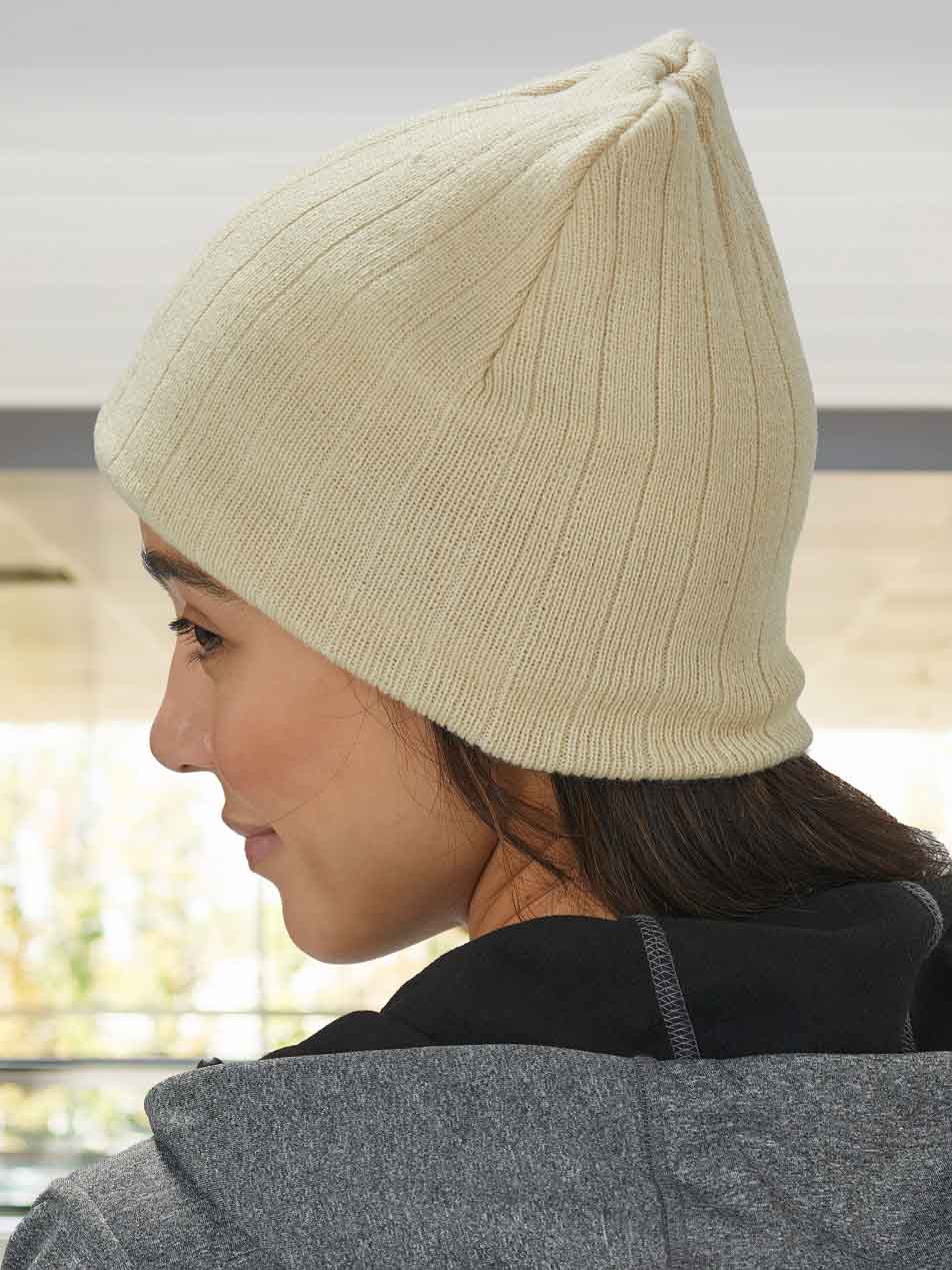 Cable Knitted Acrylic Beanie with Fleece Head Band