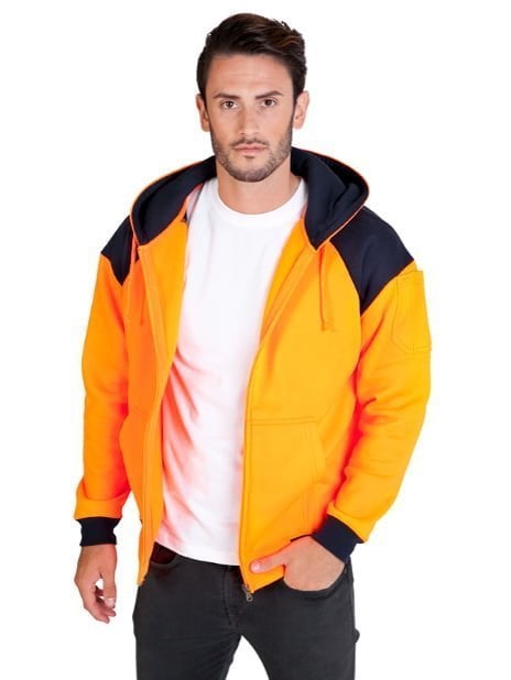 Mens Contract Hi Vis Fleece Zip Hoodie