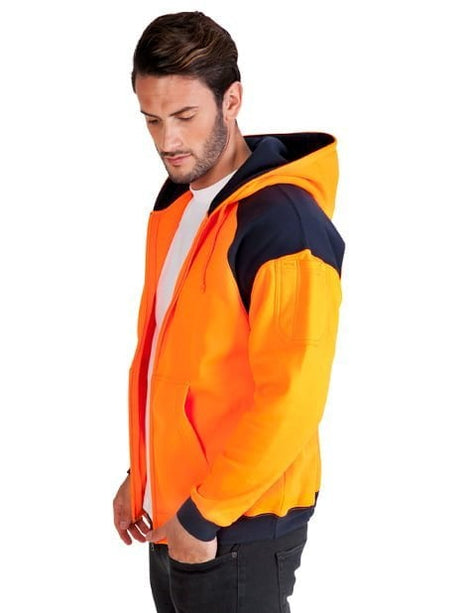 Mens Contract Hi Vis Fleece Zip Hoodie