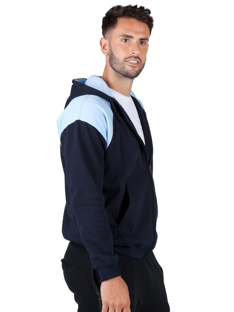 Mens Shoulder Contrast Zip Hoodie