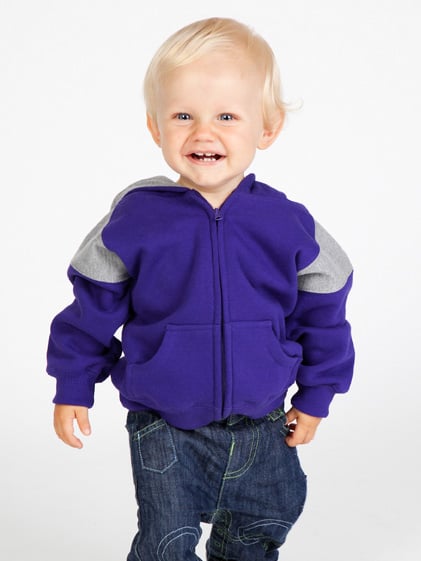 Kids Shoulder Contrast Panel Hoodie with Zipper