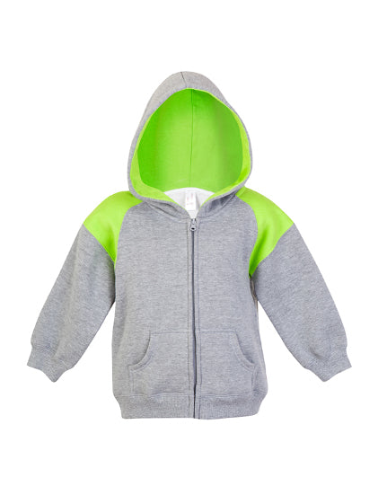 Kids Shoulder Contrast Panel Hoodie with Zipper