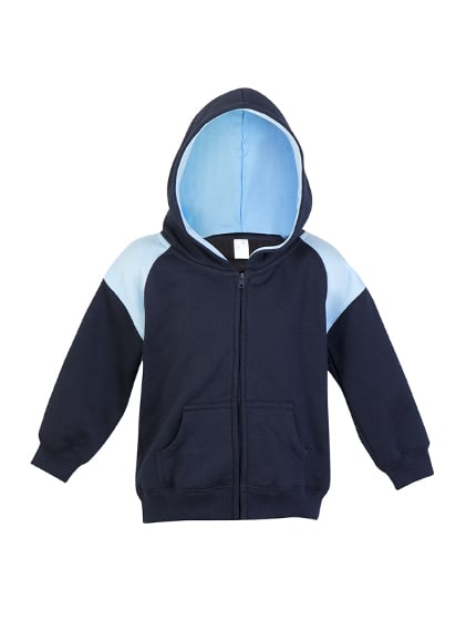 Kids Shoulder Contrast Panel Hoodie with Zipper