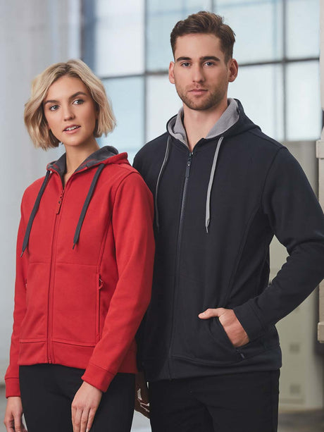 Mens Full Zip Contrast Fleece Hoodie