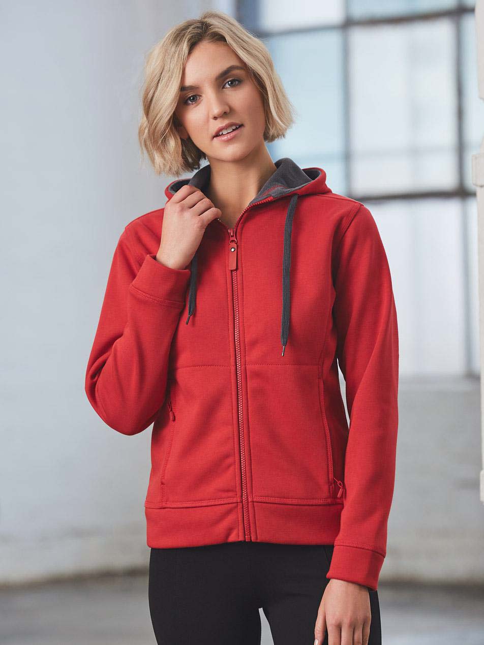 Ladies Full Zip Contrast Fleece Hoodie