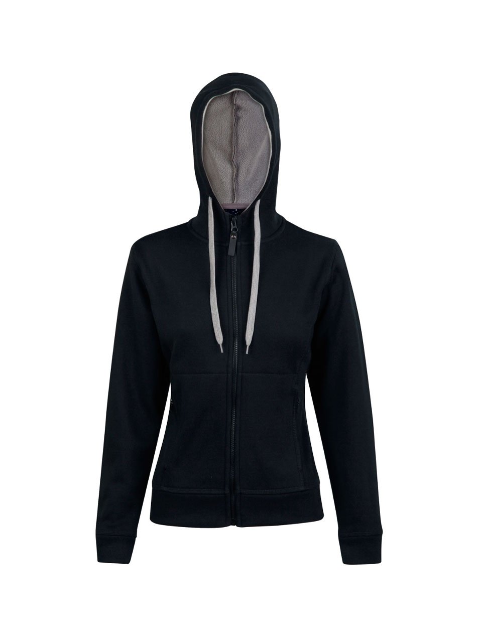 Ladies Full Zip Contrast Fleece Hoodie