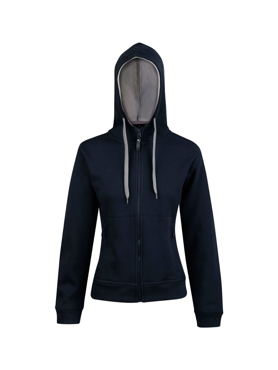 Ladies Full Zip Contrast Fleece Hoodie