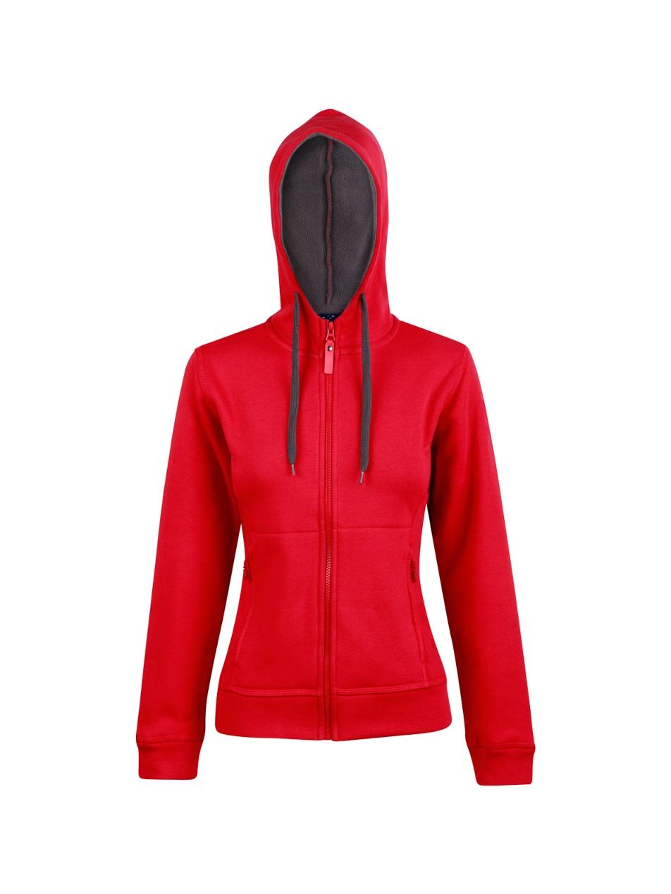 Ladies Full Zip Contrast Fleece Hoodie