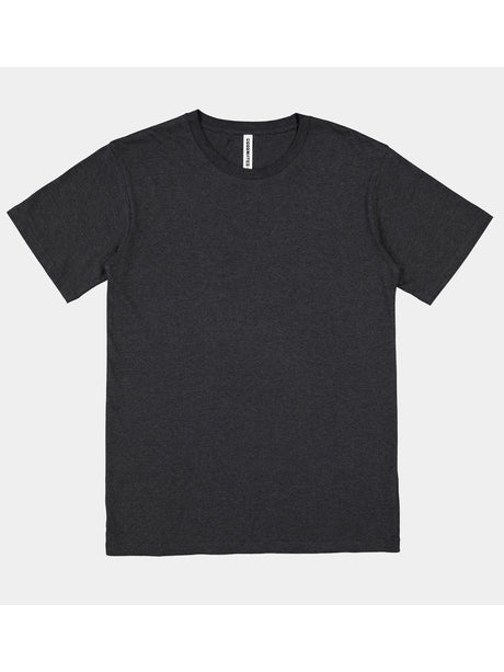 Mens Basis Short Sleeve Tee in charcoal grey with a ribbed crew neckline and classic fit.