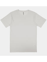 Mens Basis Short Sleeve Tee in white with a ribbed crew neckline and classic fit.