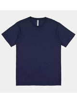 Mens Basis Short Sleeve Tee in navy blue with a ribbed crew neckline and classic fit.