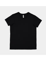 Womens Basis Short Sleeve Tee in black with a ribbed crew neckline and classic fit.