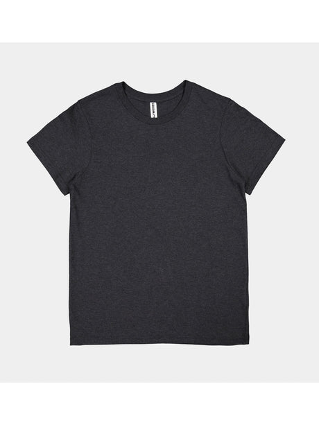 Womens Basis Short Sleeve Tee in charcoal grey with a ribbed crew neckline and classic fit.
