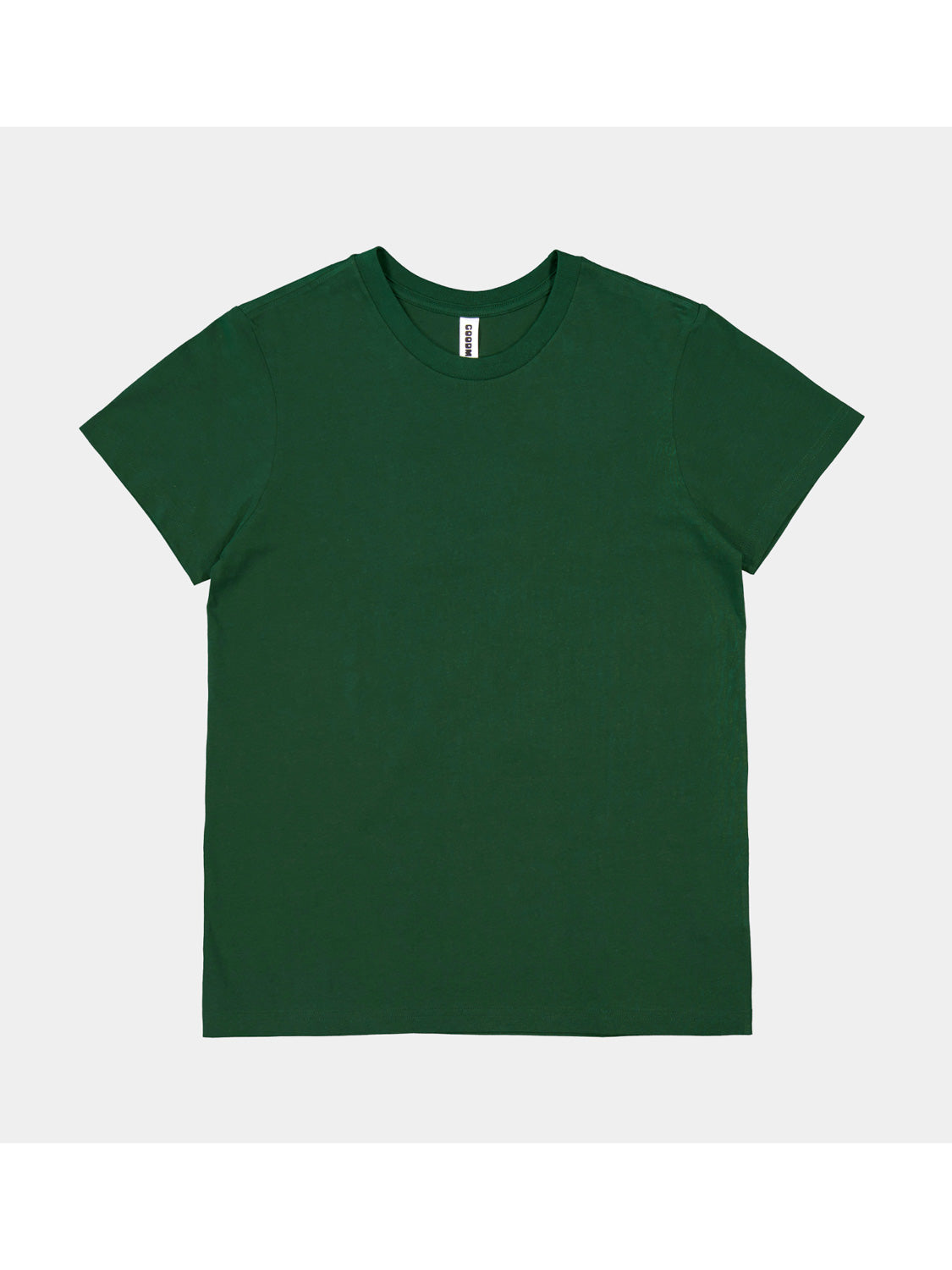 Womens Basis Short Sleeve Tee in a dark forest green color with a classic crew neck.