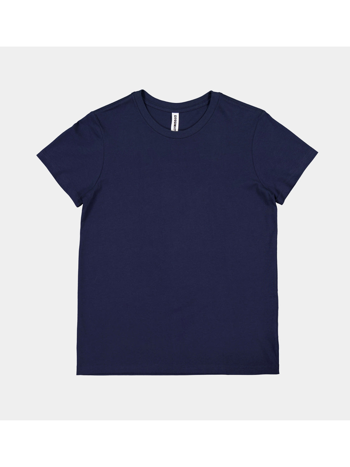 Womens Basis Short Sleeve Tee in navy blue with a ribbed crew neckline and classic fit.