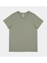 Womens Basis Short Sleeve Tee in a sage green color with a ribbed crew neckline.