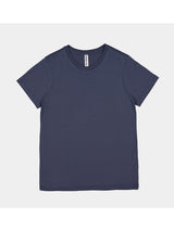 Womens Basis Short Sleeve Tee in a solid navy blue color with a ribbed crew neckline.