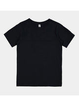 A plain black youth short sleeve t-shirt with a ribbed crew neckline and a classic fit.