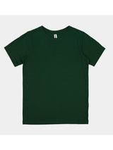 A dark green youth short sleeve t-shirt with a ribbed crew neckline and a classic fit.