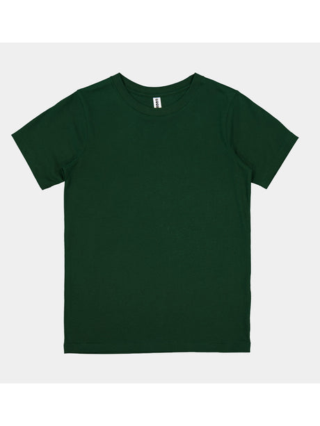 A dark green youth short sleeve t-shirt with a ribbed crew neckline and a classic fit.