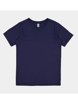 A navy blue youth short sleeve t-shirt with a ribbed crew neckline and a classic fit.