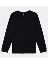Youth Basis Long Sleeve Tee in solid black with a ribbed crew neck and cuffs.